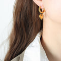 Heart Charm Huggie Hoop Earrings Gold Or Steel Finish view 6