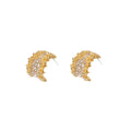Gold and Silver Crystal Crescent Wide Huggie Earrings view 5