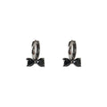 Black Tone Bow Charm Huggie Hoop Earrings For Women view 5