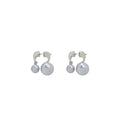 Silver Double Pearl Look No Piercing Clip Earrings view 5
