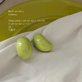 Glossy Lime Green Irregular Pebble Resin Stud Earrings For Women view 2