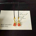 Red Rose Enamel Phone Strap Charm with Gold Tone Hardware view 3