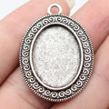 Scroll Border Oval Cabochon Pendant Setting Jewelry Making Component view 4