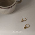 Gold Tone Small Round Ball Charm Huggie Hoop Earrings view 1