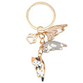 Three-Cat Calico Orange and Blue Enamel Paw Print Charm Keychain view 5