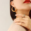 Gold U-Shaped Geometric Hoop Earrings Three Size Options view 6
