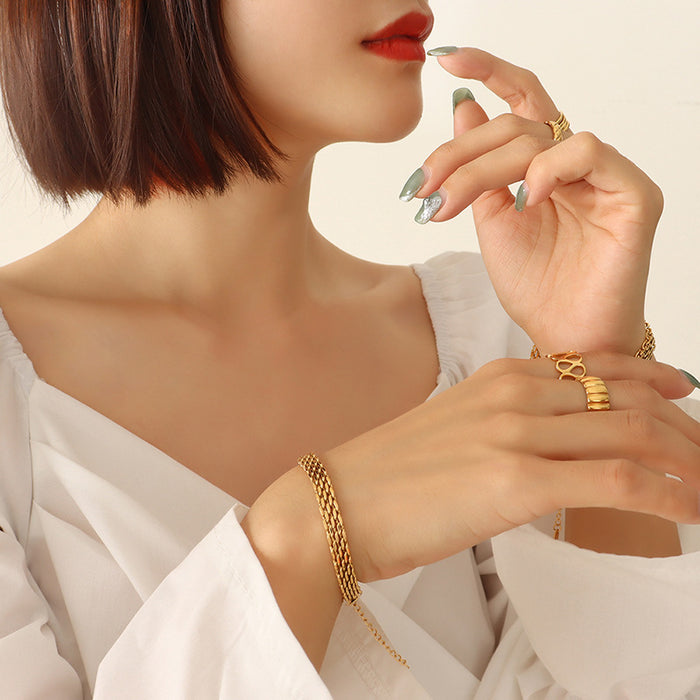 Multi Row Geometric Mesh Chain Bracelet Gold Or Steel Tone