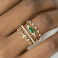 Four Piece Marquise Green Leaf Stack Alloy Finger Ring Set view 1
