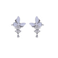 Silver Butterfly Clear Stone Cascade Stud Earrings view 5