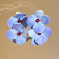 Layered Petal Flower Earrings in Pink and Periwinkle Blue view 7