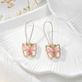 Gold Tone Butterfly Pressed Flower Drop Earrings in Six Designs view 4
