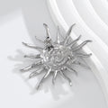 Silver Tone Sunflower Metal Brooch Pin for Jackets and Lapels view 4