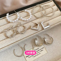 Geometric Metal Hoop Earring Sets Six Pairs Gold Silver view 7