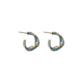 Muted Blue Enamel Stud and C Hoop Earrings in Two Styles view 5