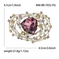 Openwork Nest Crystal Brooch Green and Purple Center Stone view 5