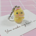 Flocked Yellow Chick Keychains Heart Clasp 2 Styles view 6