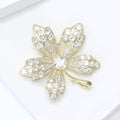 White Marquise Crystal Maple Leaf Brooch in Gold Tone view 3