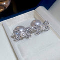 Silver Crystal Bow And Pearl Stud Earrings Statement Jewelry view 6