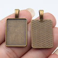 Mixed Finish Metal Rectangular Pendant Bezel Tray For Jewelry Making view 3