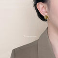 Gold Tone Olive Enamel Stud Earrings Three Shape Styles view 4