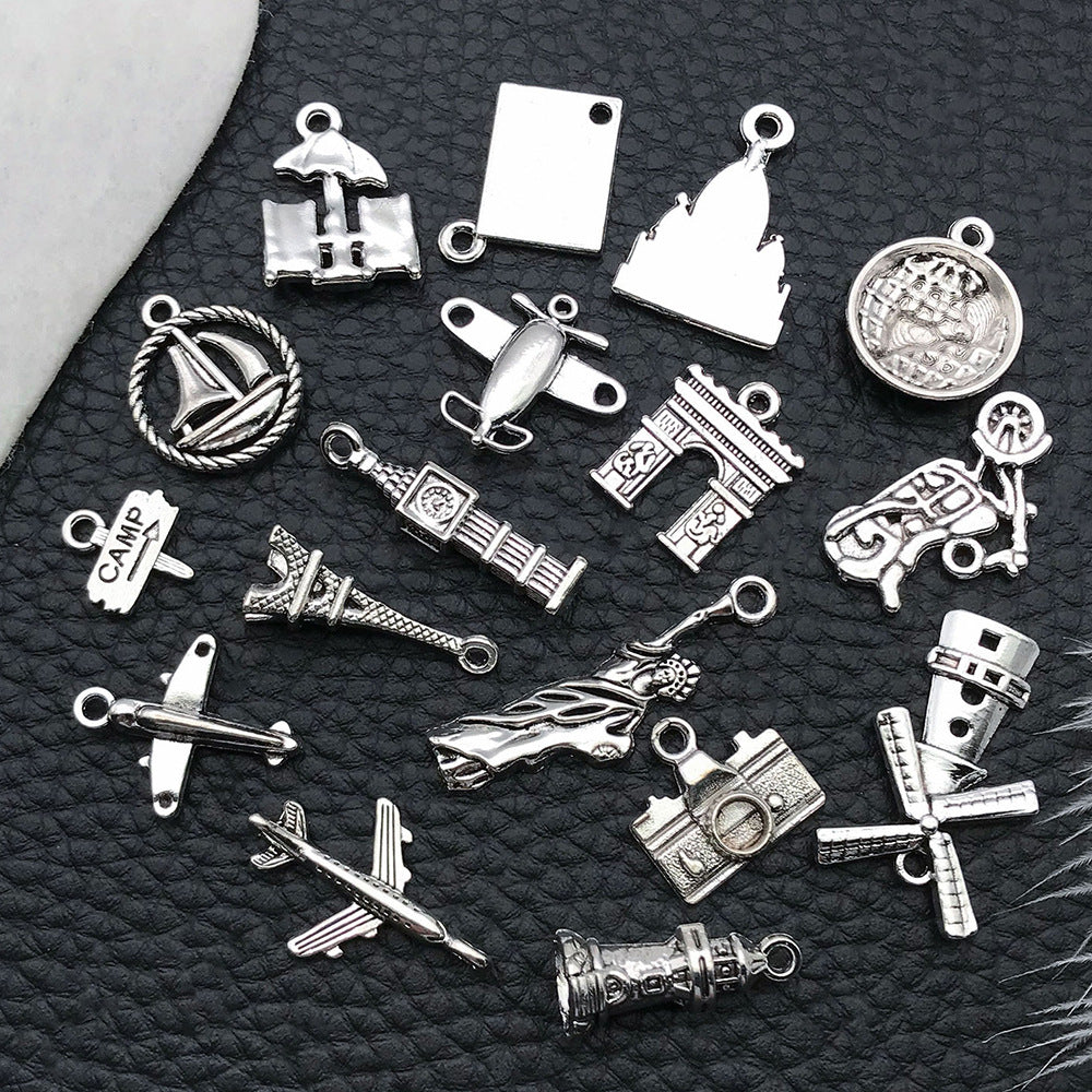 Iron Tower Airplane Ship Car Model Charm Pendants for DIY Earrings Keychain Jewelry