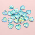Iridescent Mermaid Scale Heart Resin Cabochons in Nine Colors view 9