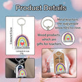 Wood Teacher Rainbow Heart Keychain Printed Charm Ring view 4