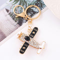 Rhinestone Airplane Keychain Gold Metal Star Wing Bag Charm view 3