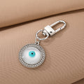 Gold and Silver Tone Crystal Round Evil Eye Clip Keychains view 3