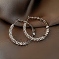 Beaded Metal Hoop Earrings in Gold and Silver With Metal Details view 7