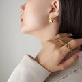 Textured Irregular Starfish Stud Earrings Gold Tone Metal view 4