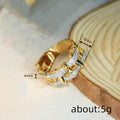 Two Tone Gold Silver Woven Basket Weave CZ Band Ring view 4