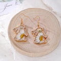 Gold Animal Outline Resin Dried Flower Earrings 8 Styles view 2