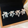 Crystal Bow Stud Earrings in Two Colors With Silver-Tone Settings view 2