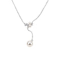 Silver Geometric Pearl Drop Necklace With A Silver-Tone Finish view 5