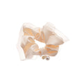 Black Satin Sheer Edge Scrunchie With Pearl Like Drop view 5