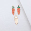 Long Pink Carrot Enamel Charm with Green Top and Gold Tone Edge view 2