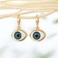 Gold Tone Eyeball Huggie Drop Earrings in Five Iris Colors view 3