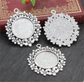 Floral Round Cabochon Pendant Bases in Three Metal Finishes view 6