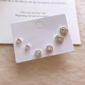 Mixed Size Clear Crystal Stud Earrings, Six Piece Set view 6