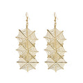 Long Triple Layer Spider Web Filigree Drop Earrings Metal view 5