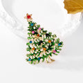 Green Gold Tone Christmas Tree Enamel Metal Brooch Pin view 4
