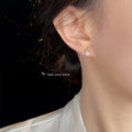 Gold Tone Clear Stone Flower White Pearl And Branch Stud Earrings view 2
