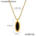Gold Steel Oval Stone Shell Pendant Necklace Variants view 6