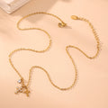 Dual Cross Pendant Necklace Zircon Accents Gold Or Steel view 3