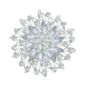 Marquise Crystal Flower Brooch Openwork Leaf Two Tones view 5