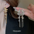 Butterfly Crystal Tassel Earrings in Gold and Silver Tones view 2