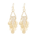 Gold Tone Crystal Chain and Disc Fringe Hook Earrings view 5