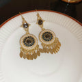 Black and Gold Ornate Round Beaded Statement Drop Earrings view 6