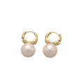 Silver Tone Textured Hoop and Large Pearl Drop Earrings view 5
